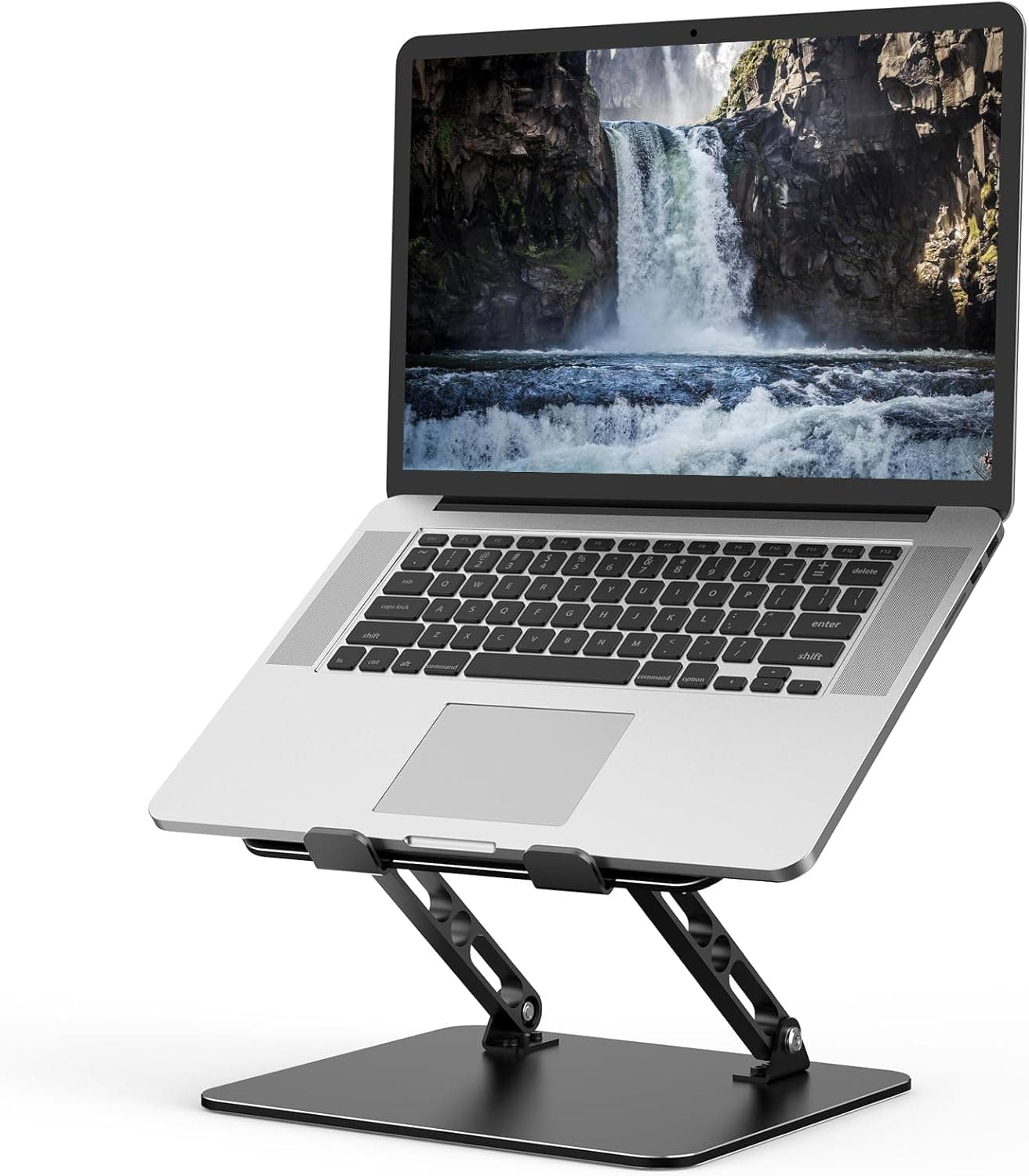 Nayka Adjustable Laptop Stand for Desk, Metal Foldable Laptop Riser, Portable Laptop Holder Desktop Book Stands, Ventilated Cooling