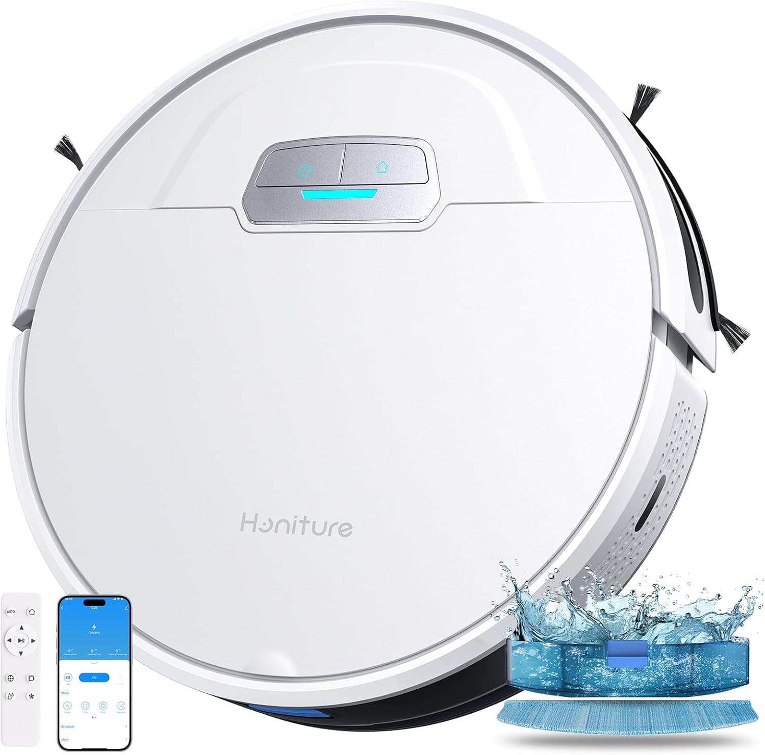 HONITURE G20 Robot Vacuum Cleaner and Mop, 7000Pa Robotic Hoover with Mapping & Carpet Boost, Self-Charging Ultra-Thin 7.6cm