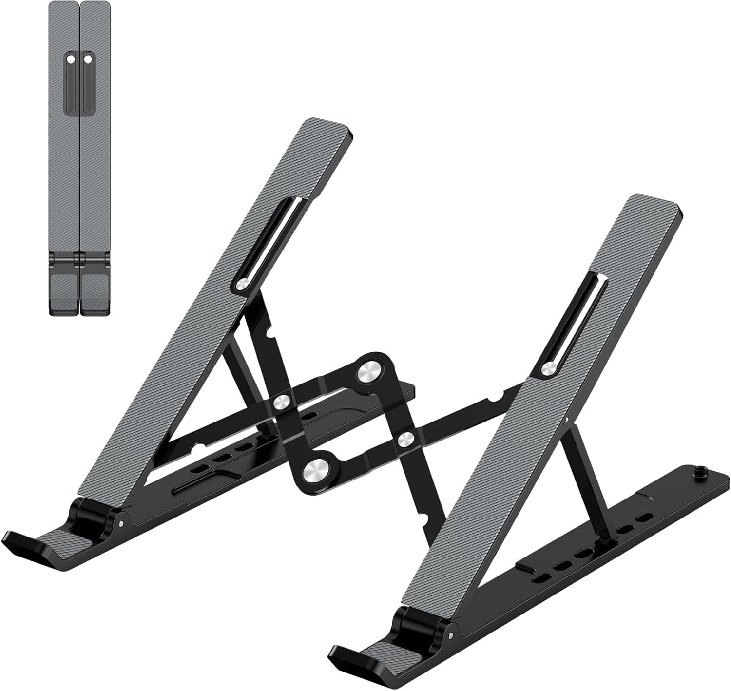 Nayka Adjustable Laptop Stand, Portable Laptop Riser for Desk | ABS+Silicone Foldable Ventilated Cooling Notebook Holder Stand for 10-15.6”