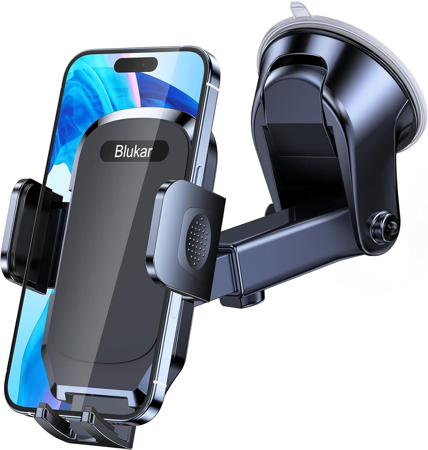 Blukar Car Phone Holder, Adjustable Car Phone Mount Cradle 360° Rotation - Upgraded Strong Sticky Gel Pad for Dashboard/Windscreen - One