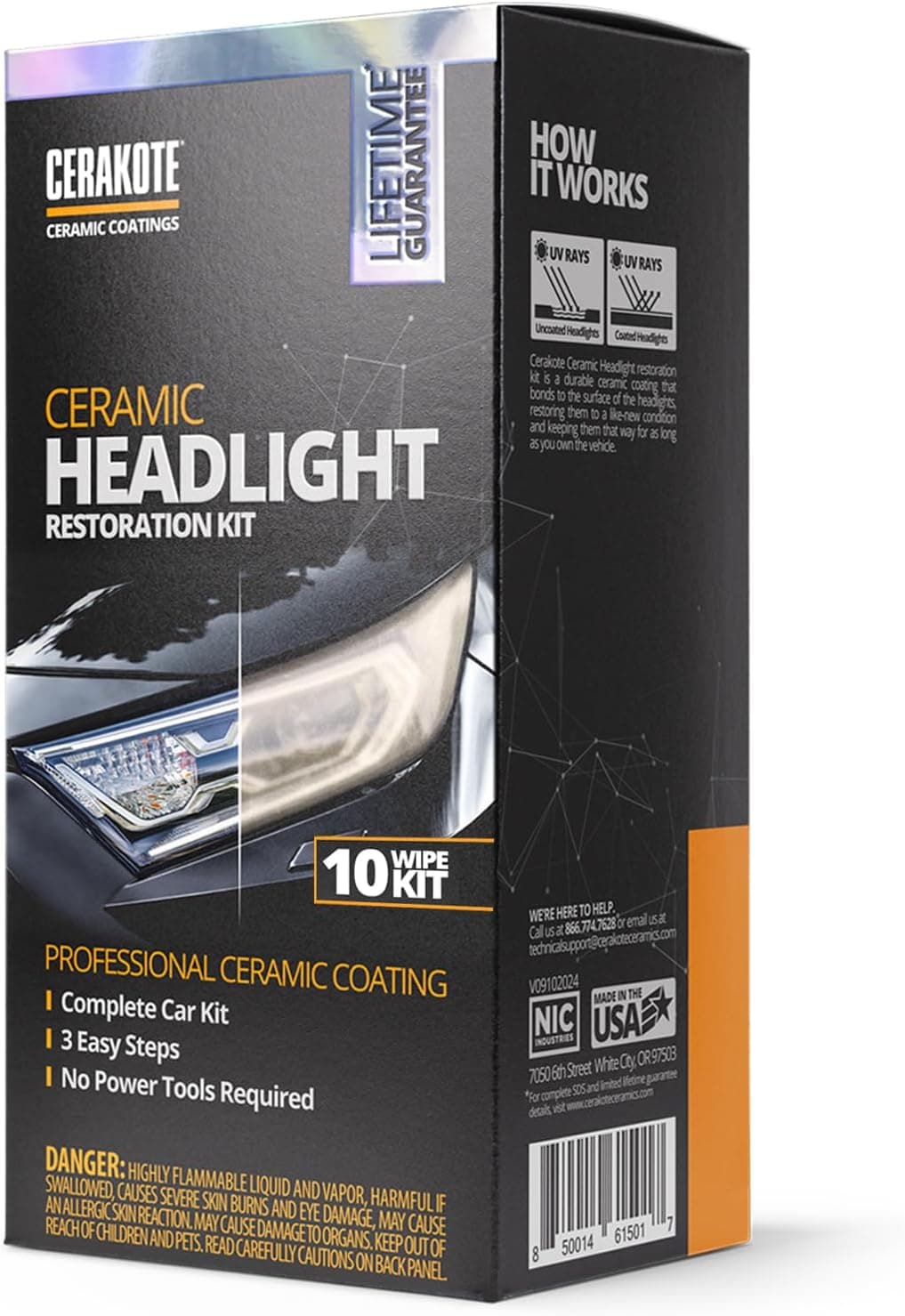 CERAKOTE® Ceramic Headlight Restoration Kit – Guaranteed To Last As Long As You Own Your Vehicle – Brings Headlights back to Like New