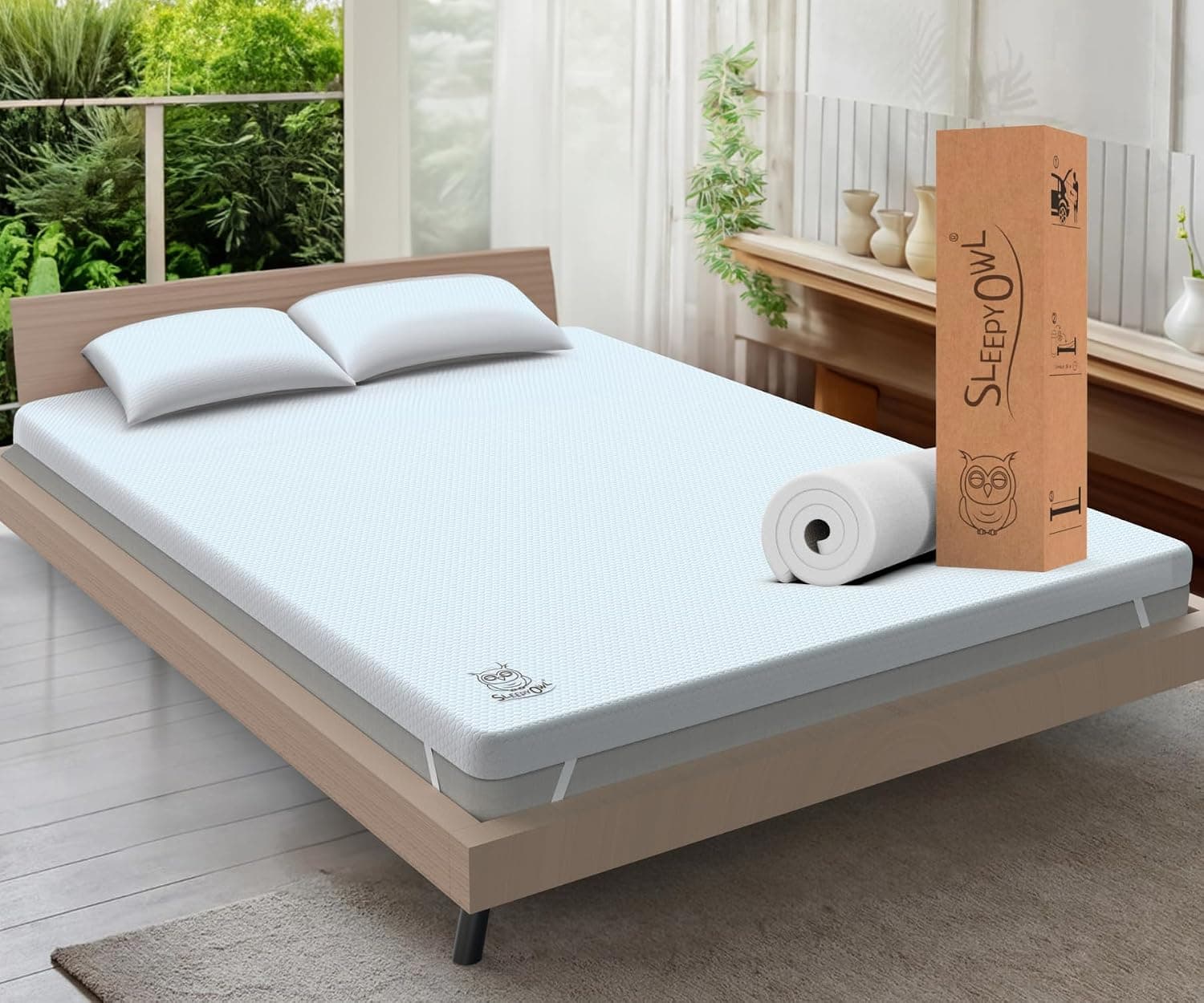 Sleepy Owl 4 Inch Memory Foam Mattress Topper KING Bed, 10cm Thick Gel Infused Orthopedic Mattress Pad for Back Pain, Removable Washable
