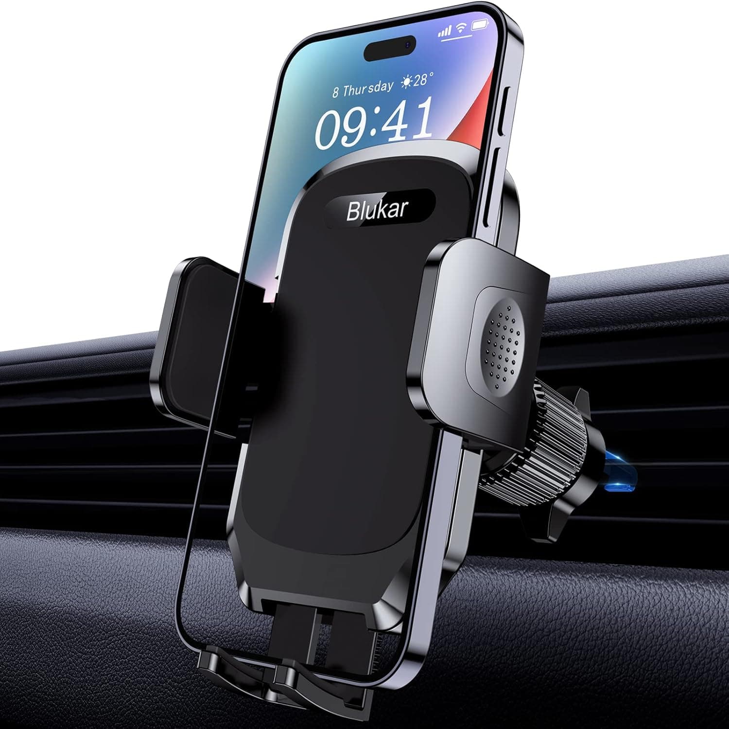 Blukar Car Phone Holder, Air Vent Car Phone Mount Cradle 360° Rotation - Upgraded Super Stable Hook Clip - One Button Release Holder for