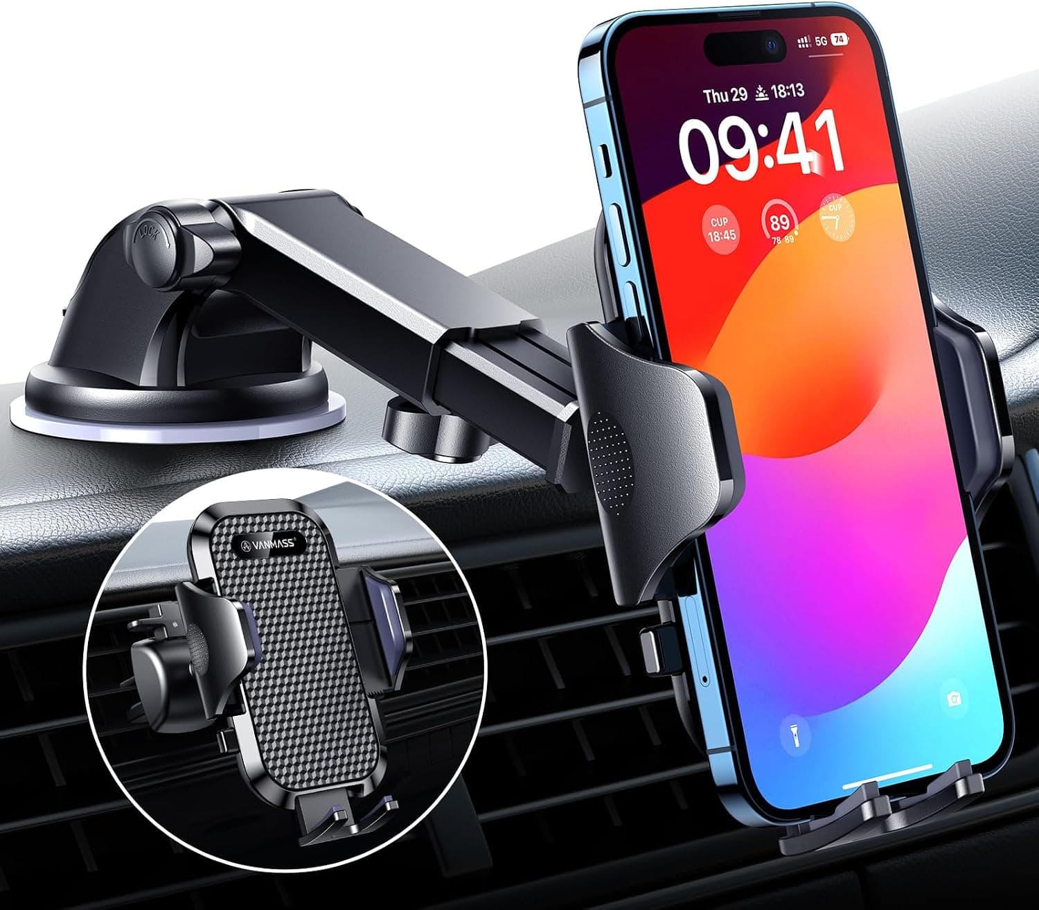 VANMASS Car Phone Holder 2026 BEST 【85+ lbs Strongest Suction & Vent Clip】 True Military-Grade Patent Universal Mobile Vehicle Mount