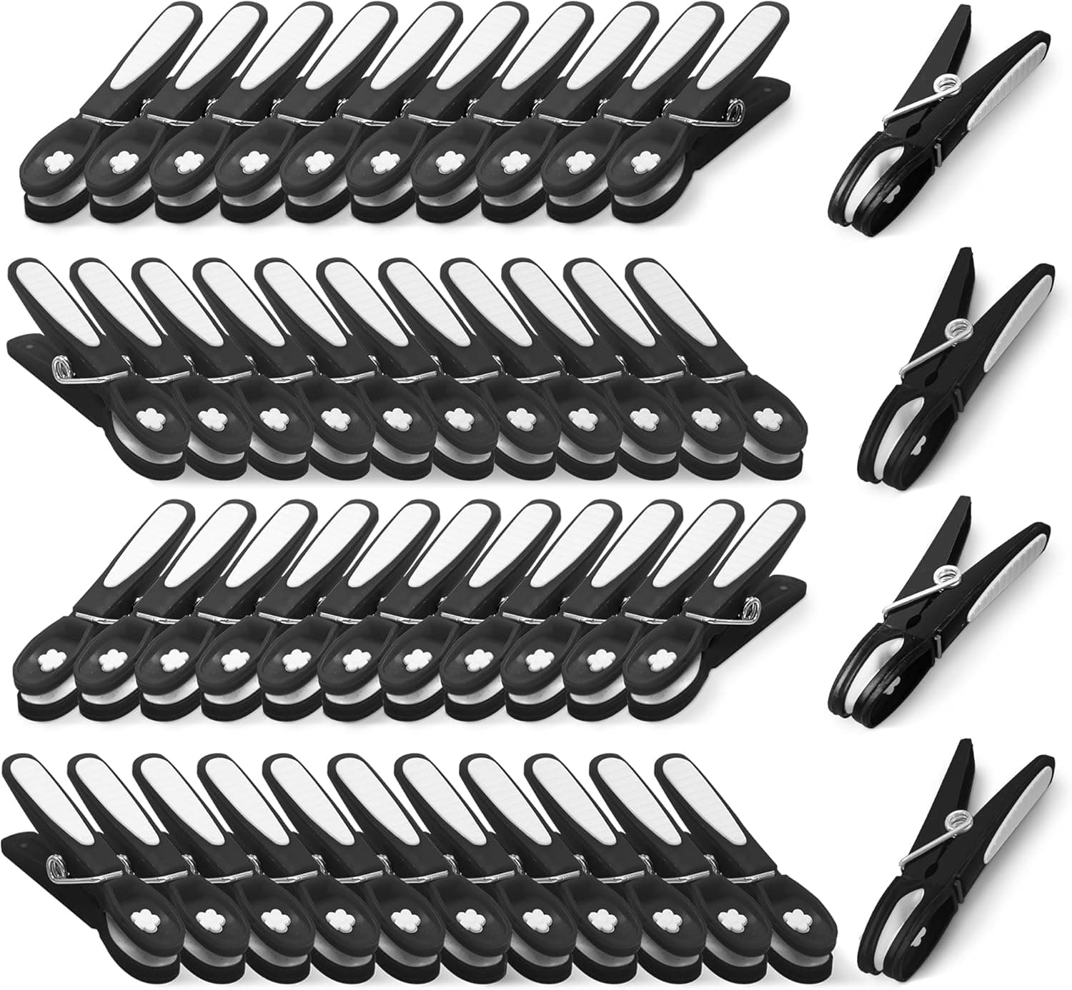 KEPLIN Clothes Pegs for Washing Line - 48 Pack (Black), Washing Line Pegs with Metal Spring for Strong Grip, Washing Pegs Designed to Avoid