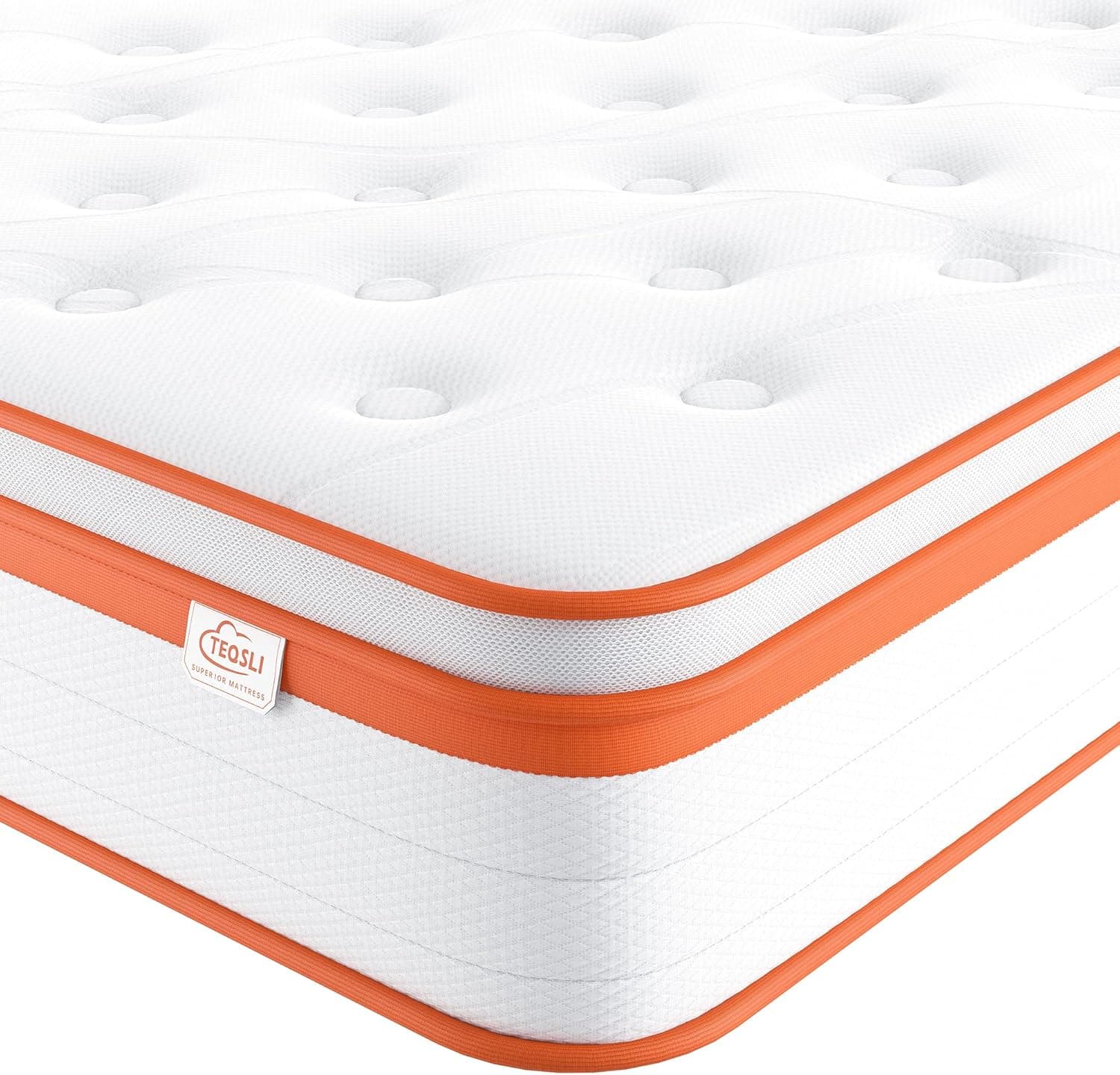 TeQsli Double Mattress 4FT6, 10 Inch Gel Memory Foam 7 Zone Orthopedic Double Mattress Pocket Sprungs Wave Memory Foam Hybrid - Medium Firm