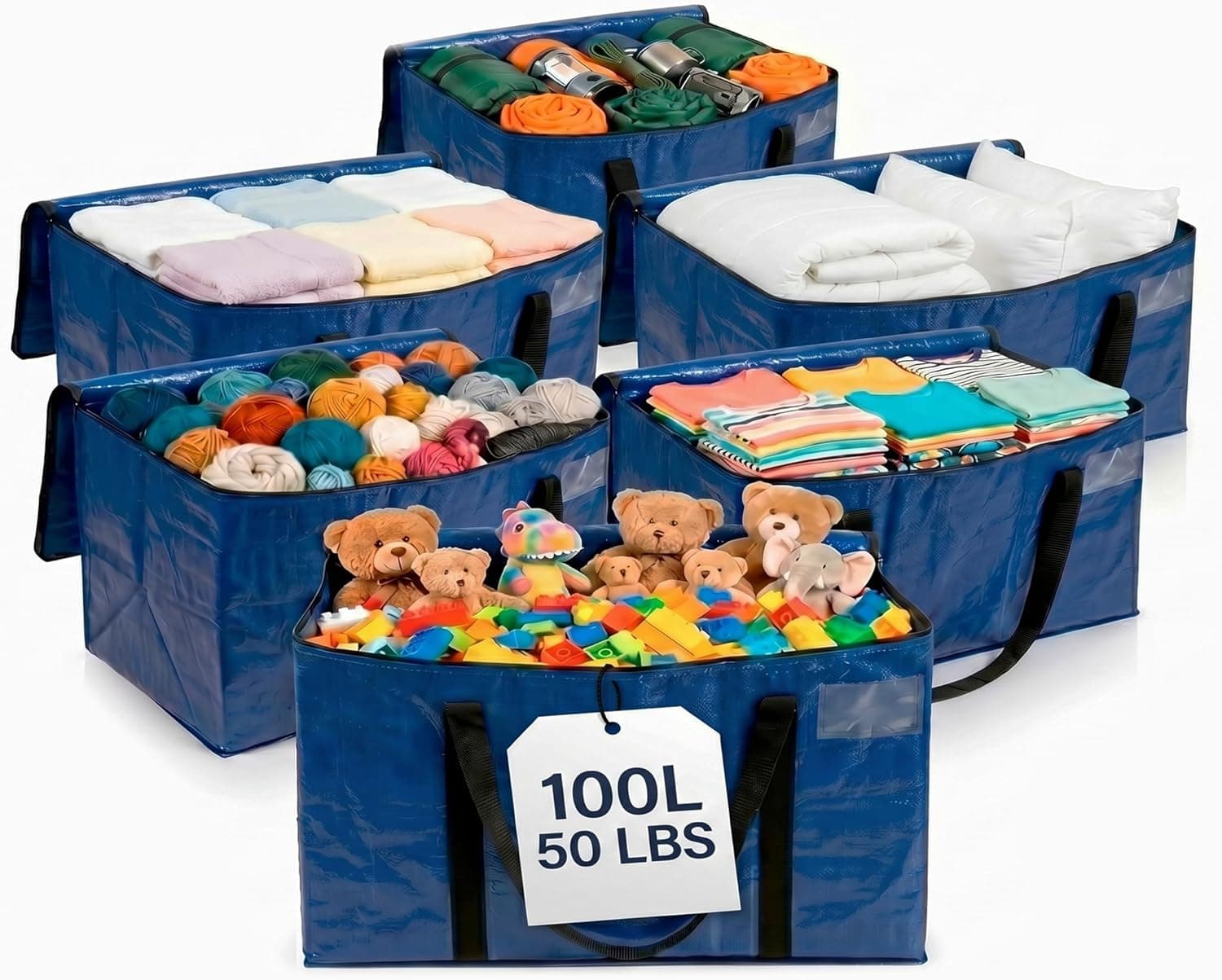 Heavy Duty Moving Boxes or Storage Bags – Storage Bins with Lids, Large Moving Bags with Backpack Straps & Handles – Moving Supplies for