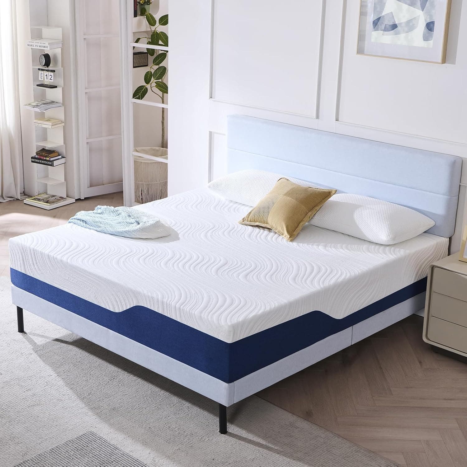 Hiimgo Small Double Mattress (120x190x20cm) Medium Firm Memory Foam Mattress with Carved Knitted Cover for Pressure & Back Pain Relief