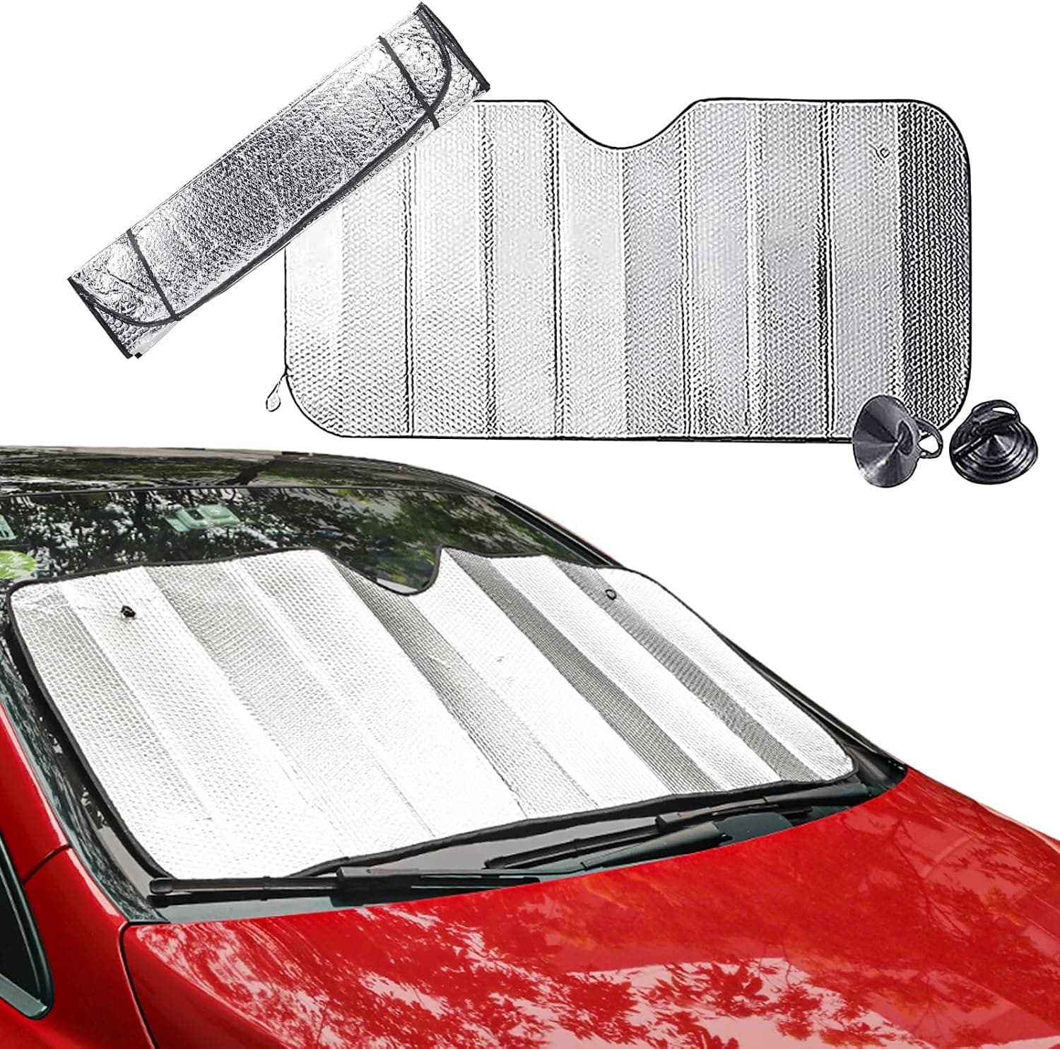 Car Windscreen Sun Shade, Foldable Car Windshield Sunshades Anti UV Keep Vehicle Cool, Universal Windshield Dust Sun Shade Visor Shield
