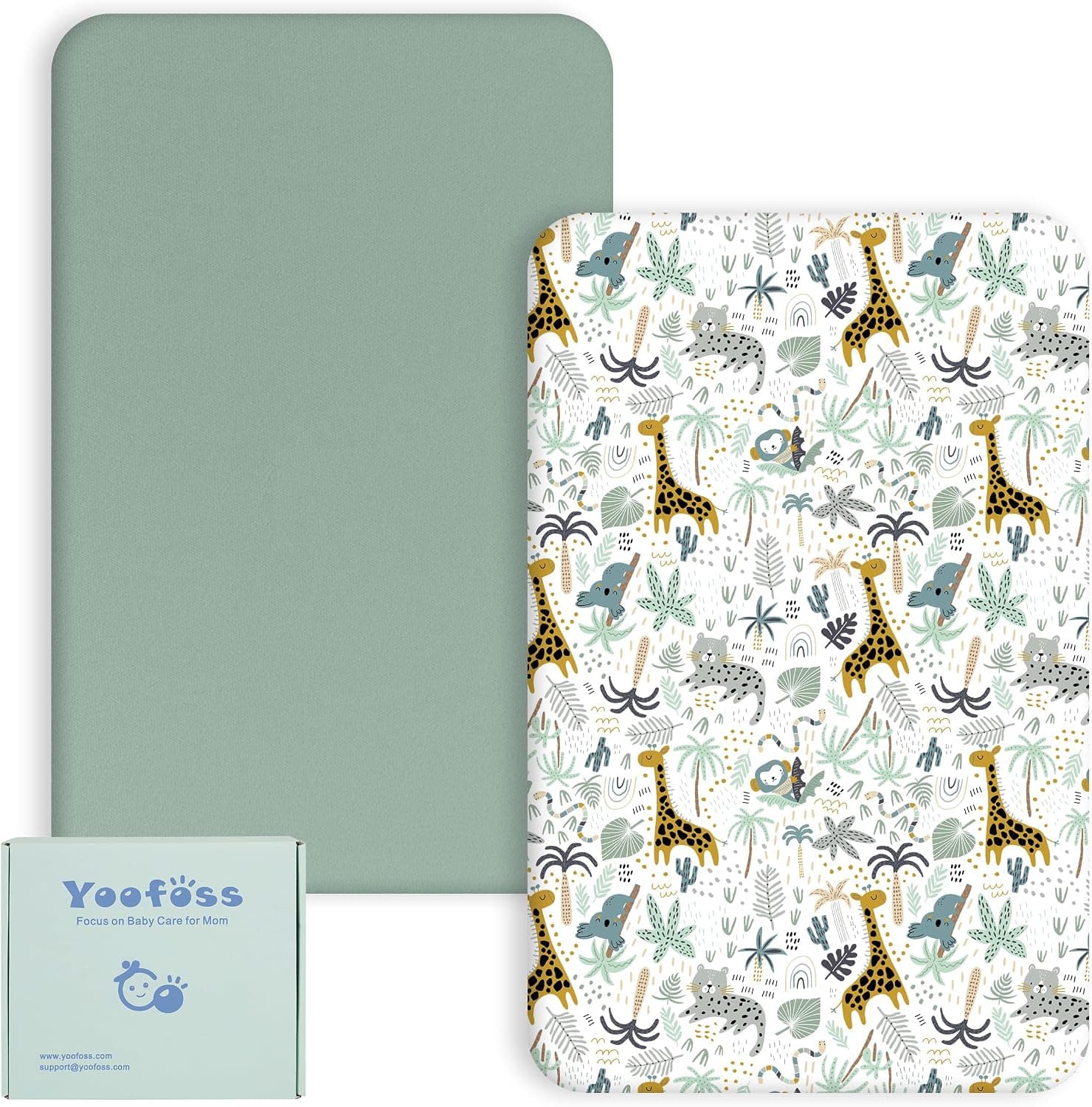 Yoofoss Travel Cot Fitted Sheets 65 x 95 cm, Compatible with Graco, Red Kite, Joie, Deryan Cots, Cozy Breathable Stretchy Microfiber