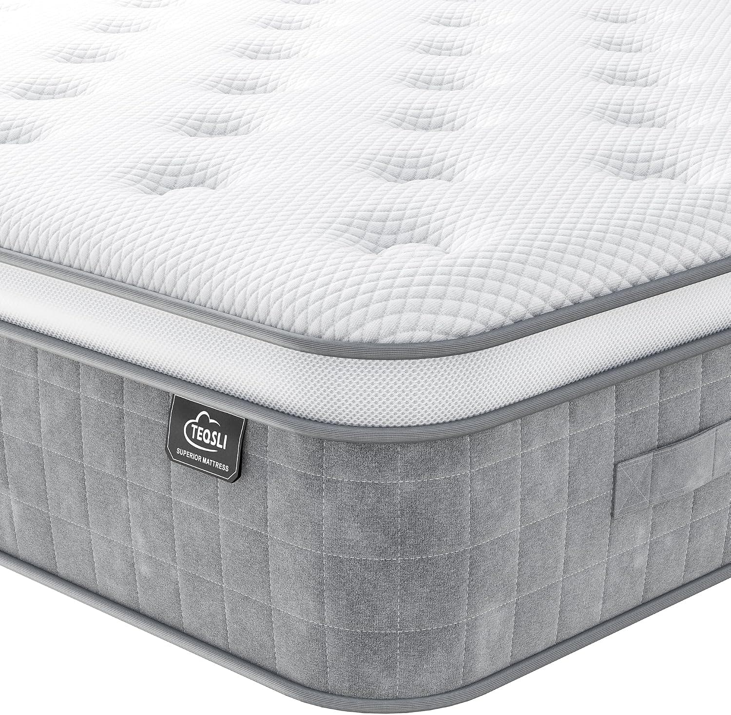 TeQsli 10 Inch 7-Zone King Mattress, 5FT Memory Foam & Pocket Sprung Hybrid King Mattress for Pressure & Back Pain Relief – Medium Firm –